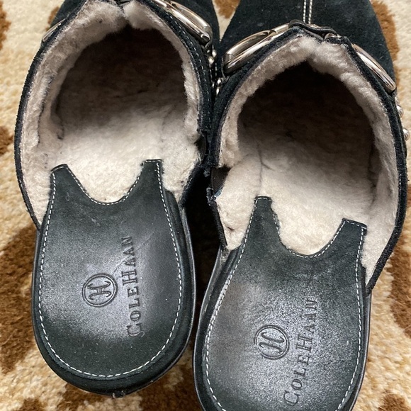 Cole Haan Clogs Horse Bit Sherpa lined Suede western equestrian slip on Warm  7 - Picture 7 of 10